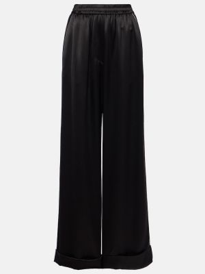 Relaxed копринени панталон с висока талия Dolce&gabbana черно
