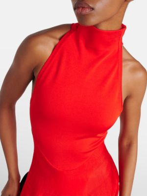 Μίντι φόρεμα από ζέρσεϋ από διχτυωτό Alaia κόκκινο