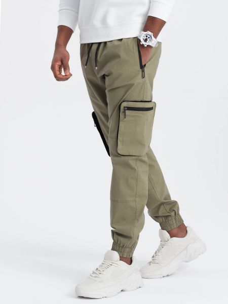 „cargo“ stiliaus kelnės su kišenėmis Ombre žalia