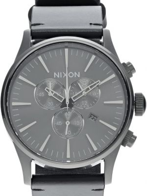 Кожаные часы Nixon черные