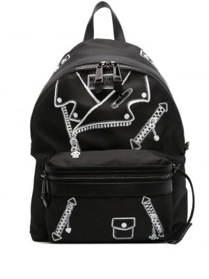 Leder rucksack mit print Moschino schwarz
