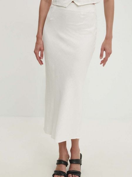 Lanena suknja s prorezom Answear Lab bijela