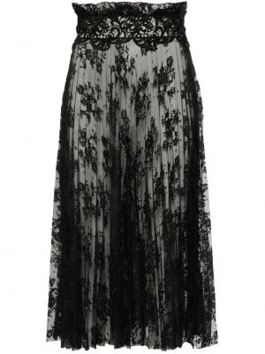 Krajkové plisované květinové sukně Ermanno Scervino černé