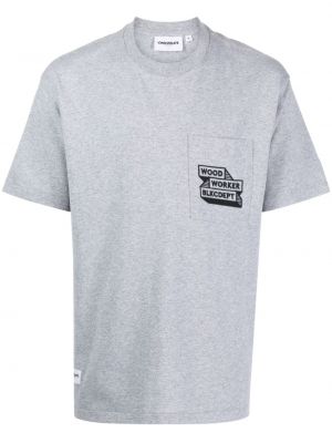 T-shirt mit stickerei aus baumwoll Chocoolate grau