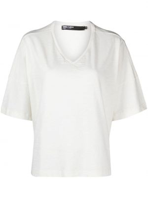 Βαμβακερή μπλούζα με λαιμόκοψη v Bimba Y Lola λευκό