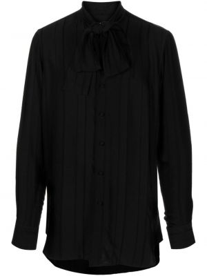 Plisovaná košeľa s mašľou Lardini čierna
