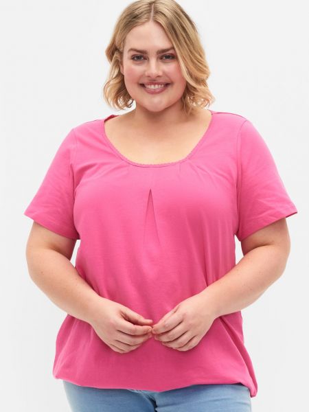 Розовая футболка с коротким рукавом Zizzi