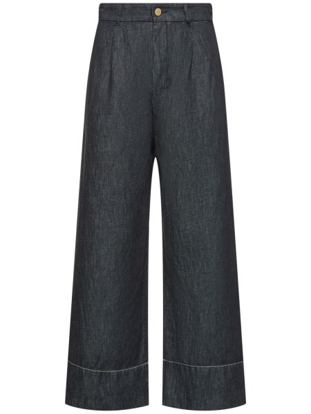 Pantalones de lino de algodón 's Max Mara negro