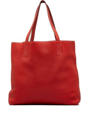 Кожени шопинг чанта Hermès червено
