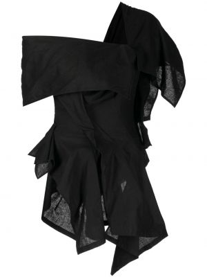 Ασύμμετρη αμάνικη μπλούζα ντραπέ Yohji Yamamoto μαύρο