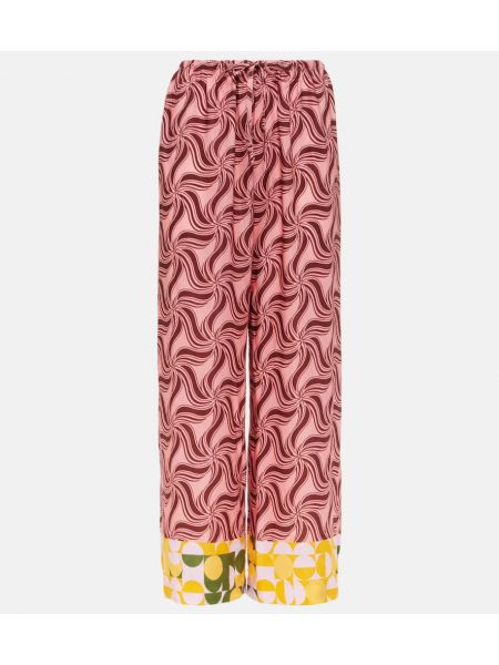 Hose mit print ausgestellt Dries Van Noten pink