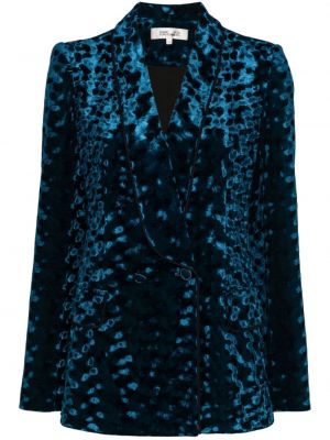Blazer in velluto in tessuto jacquard Dvf Diane Von Furstenberg blu
