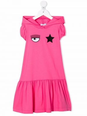 Hette brodert dress for jenter Chiara Ferragni Kids rosa