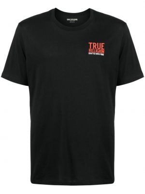 Памучна тениска с принт True Religion черно