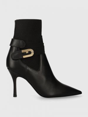 Черные кожаные ботинки на шпильке Furla
