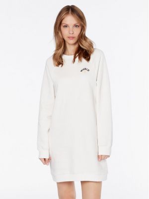 Mini haljina sa dugačkim rukavima bootcut Roxy bijela