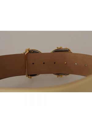 Cinturón de cuero con hebilla Dolce & Gabbana beige