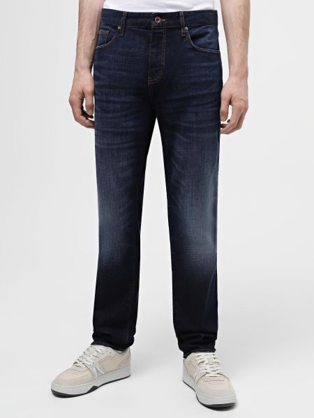 Бавовняні прямі джинси Armani Exchange сині