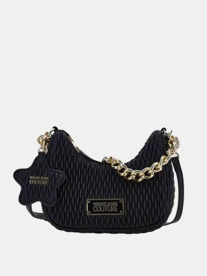 Bolsa de hombro con cremallera acolchada Versace Jeans Couture negro