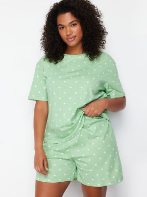 Pijamale tricotate cu motiv cu inimi Trendyol