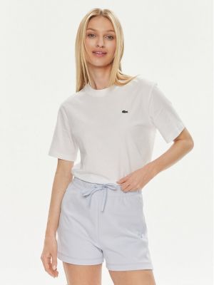 Slim fit tričko s krátkými rukávy Lacoste bílé