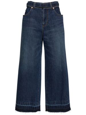 Laia lõikega kõrge vöökohaga teksapüksid Sacai sinine