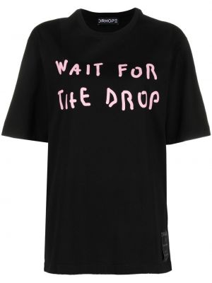 T-shirt en coton à imprimé Drhope noir