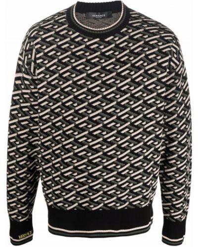 Jersey de tela jersey con estampado geométrico Versace negro