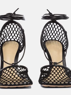 Мрежести кожени полуотворени обувки Bottega Veneta черно