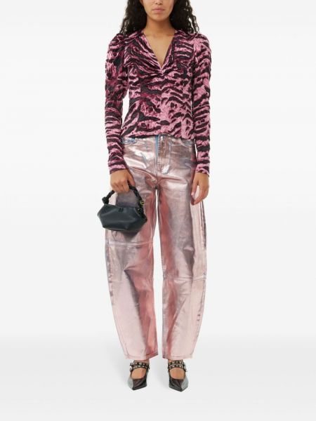 Bluse mit print mit tiger streifen Ganni pink