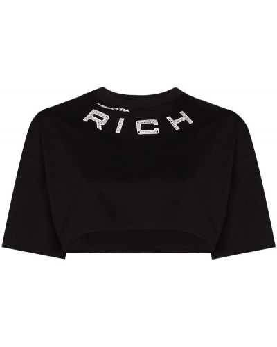 Camiseta con apliques Alessandra Rich negro