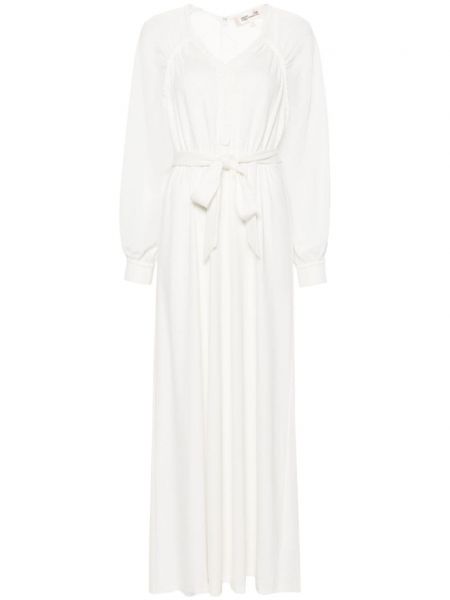 Pletené dlouhé šaty Dvf Diane Von Furstenberg bílé