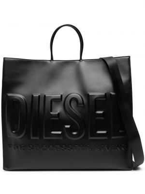 Kožna shopper torbica Diesel crna