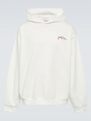 Pamučna hoodie s kapuljačom s printom od jersey Marni bijela