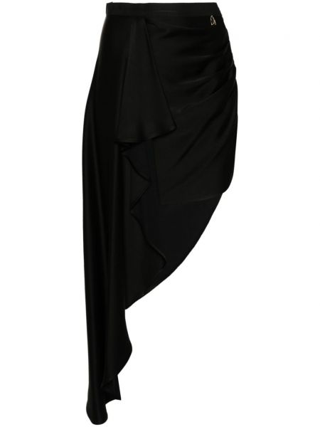 Asimetrična midi suknja s draperijom Elisabetta Franchi crna