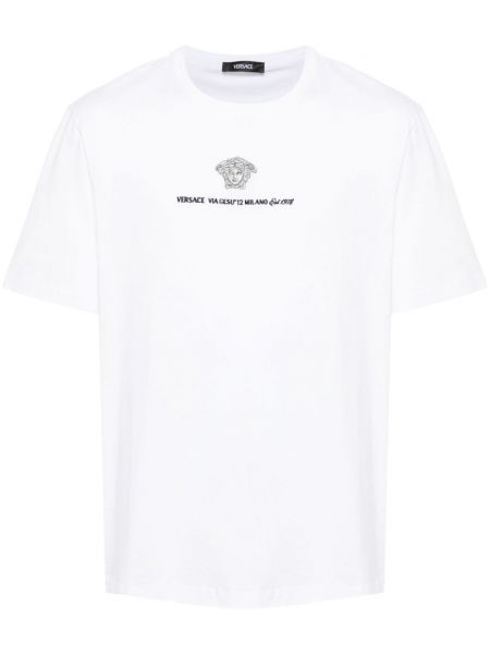 Broderet t-shirt Versace hvid