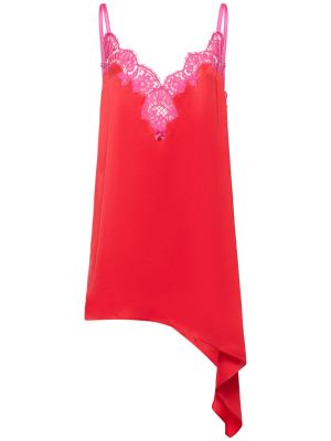 Satenska mini obleka s čipko Dsquared2 rdeča