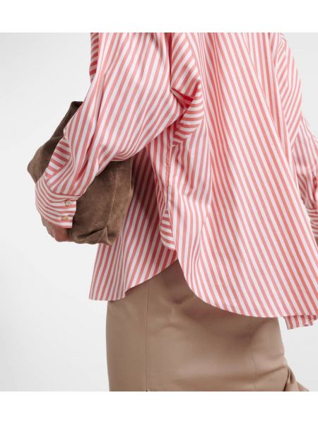Camicia di seta di cotone a righe Brunello Cucinelli arancione