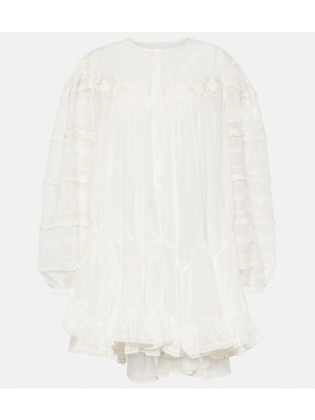 Хлопковое шелковое платье мини Isabel Marant белое