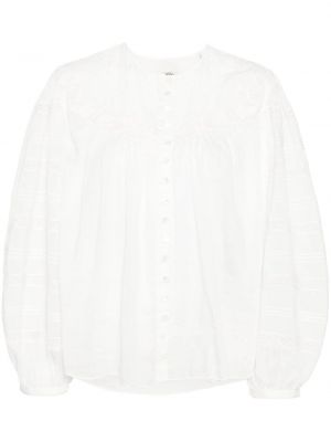 Bombažna svilena bluza Isabel Marant bela