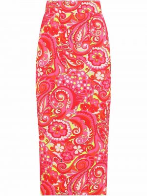 Paisley trykt slitskjørt Dolce & Gabbana rød