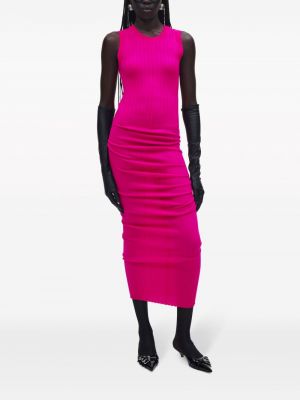 Vlněné midi šaty Marc Jacobs růžové