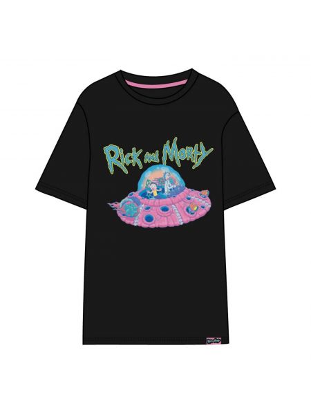 Czarna koszula z dżerseju Rick And Morty