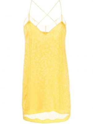 Jacquard svilena haljina s čipkom Zadig&voltaire žuta