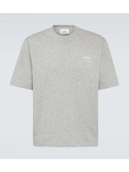 Camiseta de algodón de tela jersey Ami Paris gris