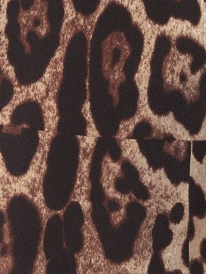 Rochie midi de mătase cu imagine cu model leopard Dolce&gabbana maro