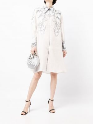 Lniana sukienka koktajlowa Saiid Kobeisy biała