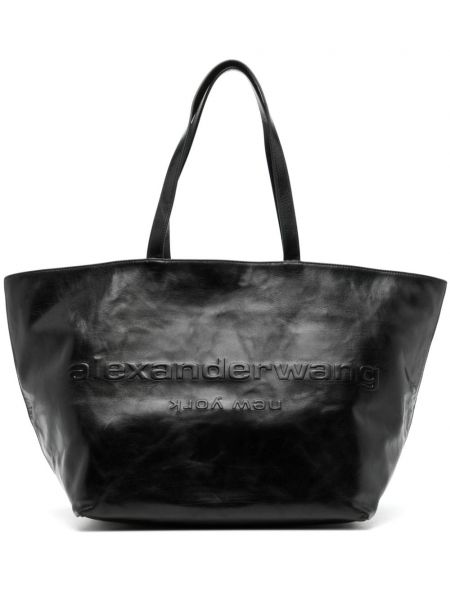Кожени шопинг чанта Alexander Wang черно