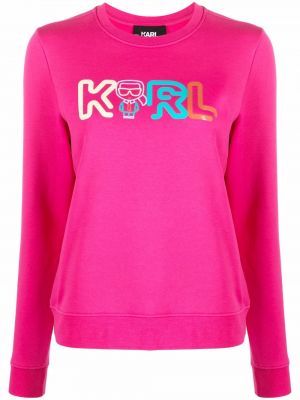 Sweatshirt med broderi Karl Lagerfeld rosa