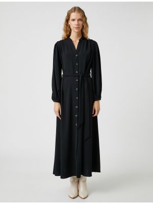 Dolga obleka z gumbi Koton črna